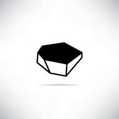 rock icon with shadow on gray background vector