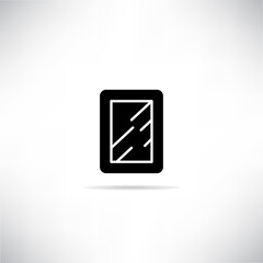 window, mirror icon with shadow on gray background vector