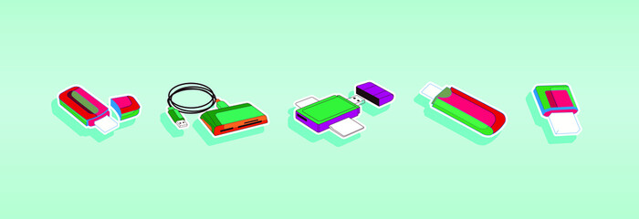 USB card reader , reading memory card for connect computer. vector illustration