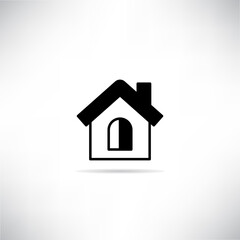 home icon with shadow on gray background vector