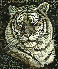 Abstract illustration. Head of a tiger 