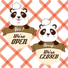 panda holding banner