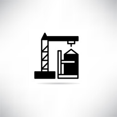 crane and industrial tank icon vector