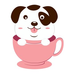 dog sitting in teacup