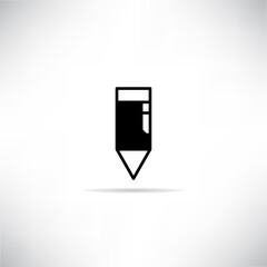 pencil icon with shadow on gray background vector
