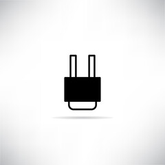 plug icon with shadow on gray background vector