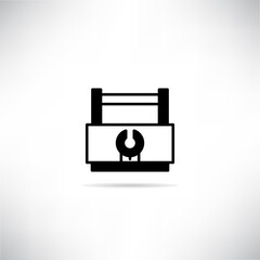 toolbox icon with shadow on gray background vector