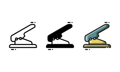 Hole punch icon. With outline, glyph, and filled outline style
