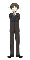 スーツを着た男性-お願い・泣く