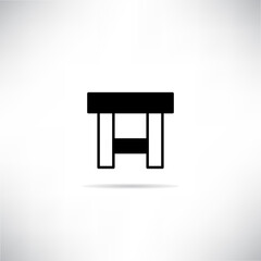 chair icon with drop shadow vector illustration