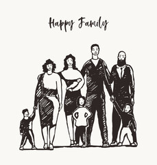 Happy family together mother father sister vector