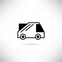 garbage truck icon drop shadow on gray background