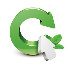 green recycle arrow with cursor
