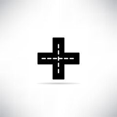 road junction icon vector illustration on gray background