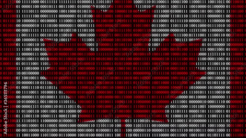 Wall mural canada flag in digital binary numbers cyber style matrix