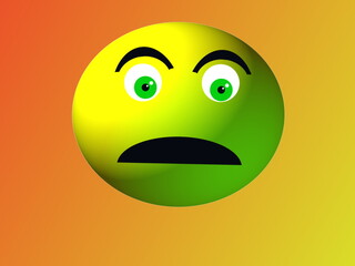 3D emoji. Surprised. puzzled. emoticon. looking down. isolated. illustration.