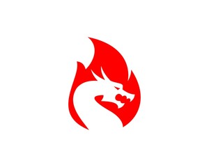 Angry dragon inside the fire flame