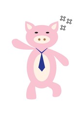 pig wearing necktie