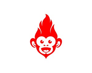 Laughing cute monkey with fire hair © DitaTiara