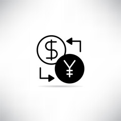 Dollar and Yuan exchange icon vector illustration on gray background