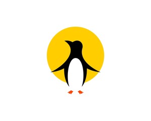 Abstract penguin with yellow circle behind