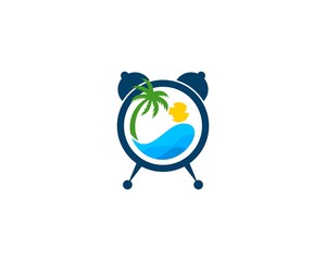 Alarm clock with palm tree and beach
