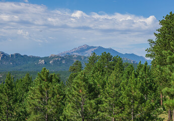 mountain landscape with blue sky and clouds