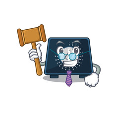 A wise judge of kitchen timer mascot design wearing glasses