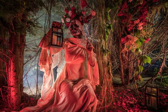 Fabulous stylization of Santa Muerte - Holy Death - modern religious cult. Concept Art fairy tale photo.