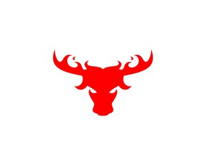 Angry bull head with fire horn