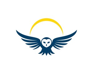 Flying owl with circle swoosh