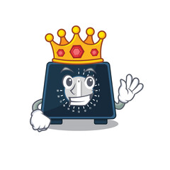 A Wise King of kitchen timer mascot design style with gold crown