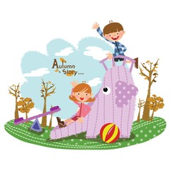 children playing on a slide