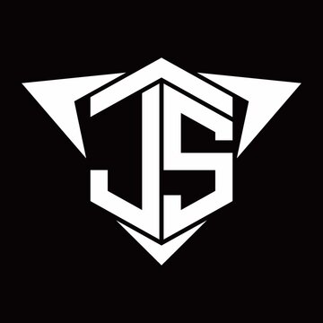 JS Logo monogram with wings arrow around design template