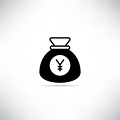 Yuan purse, sack icon vector illustration on gray background