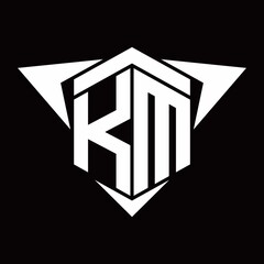 KM Logo monogram with wings arrow around design template