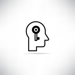 human and key, secret mind concept icon 
