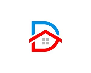 D letter initial with house inside