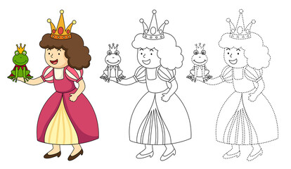 Obraz na płótnie Canvas illustration of educational coloring book vector-princess
