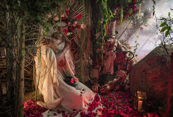 Fabulous stylization of Santa Muerte - Holy Death - modern religious cult. Concept Art fairy tale photo.