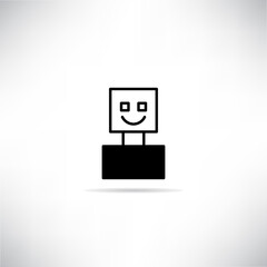 happy robot avatar with drop shadow vector illustration