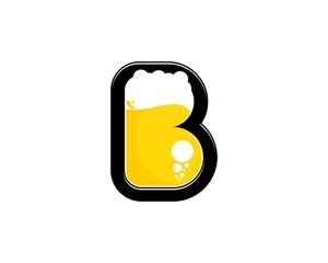 B letter initial with beer inside