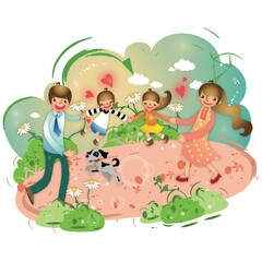 Naklejka premium family playing in a park