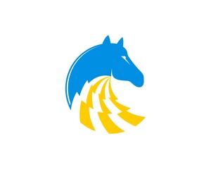 Horse head with rotation electrical symbol