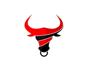 Red and black head bull with stripe
