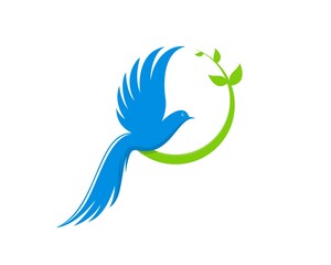 Beauty flying pigeon with circle leaf