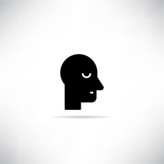 bored human head icon with drop shadow vector illustration