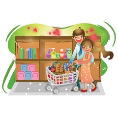 Obraz na płótnie Canvas couple buying groceries together