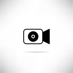 video camera icon with shadow on white background