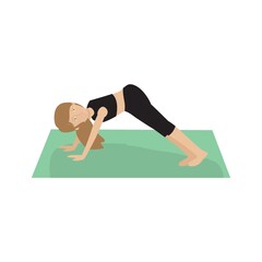 girl practising yoga in downward dog pose